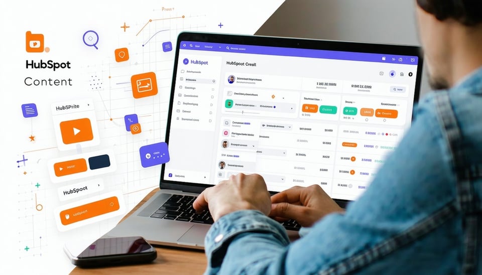 A dynamic image showcasing a person using HubSpot